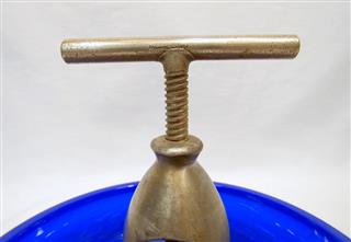 VERY RARE MCM COBALT BLUE GLASS WALNUT CRACKER WITH 4 PICKS-METAL PATENTED 1917